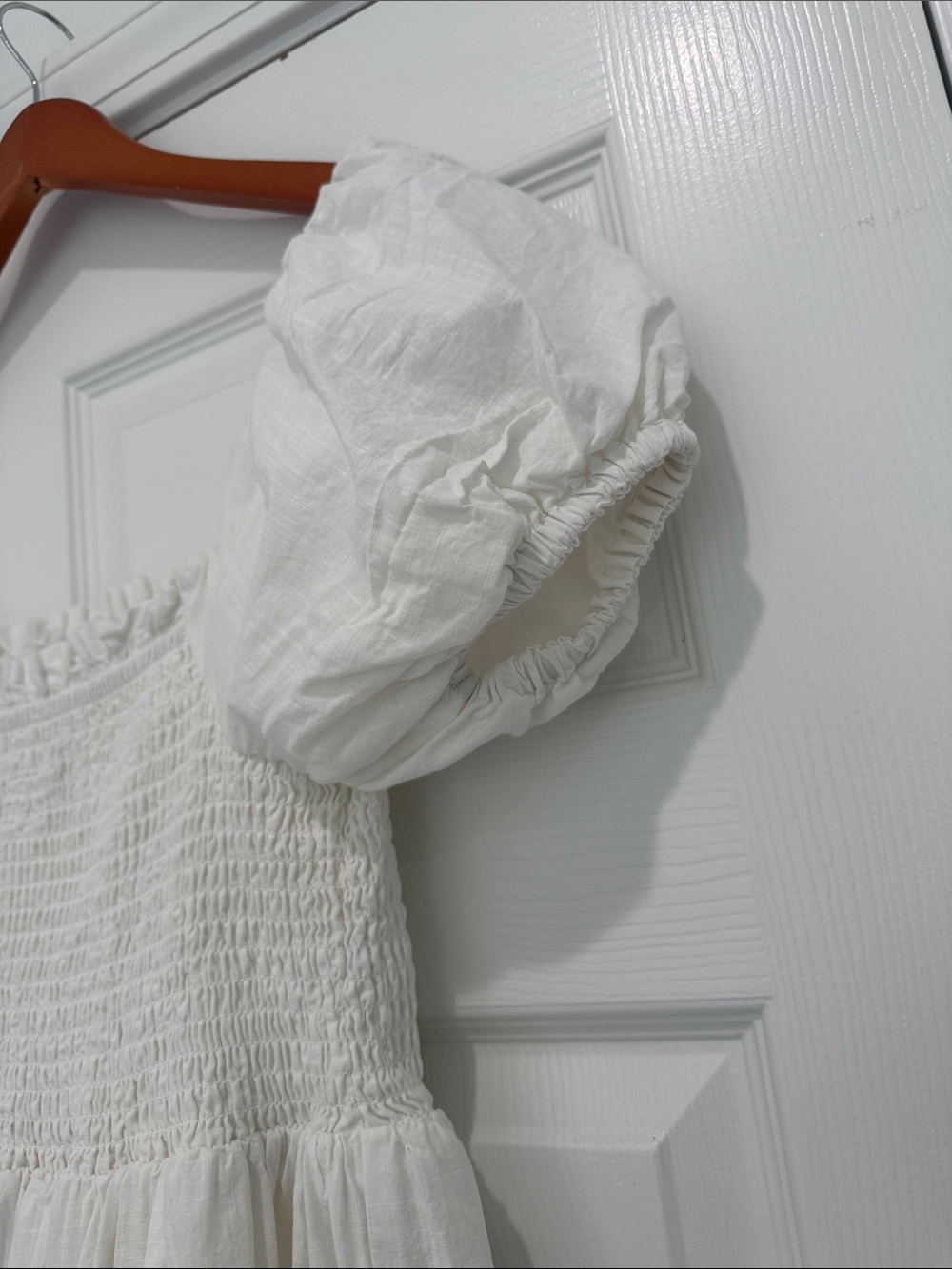 Rachel Zoe Smocked White Cotton Tiered Embroidered Boho Peasant Dress 6 - Picture 14 of 16